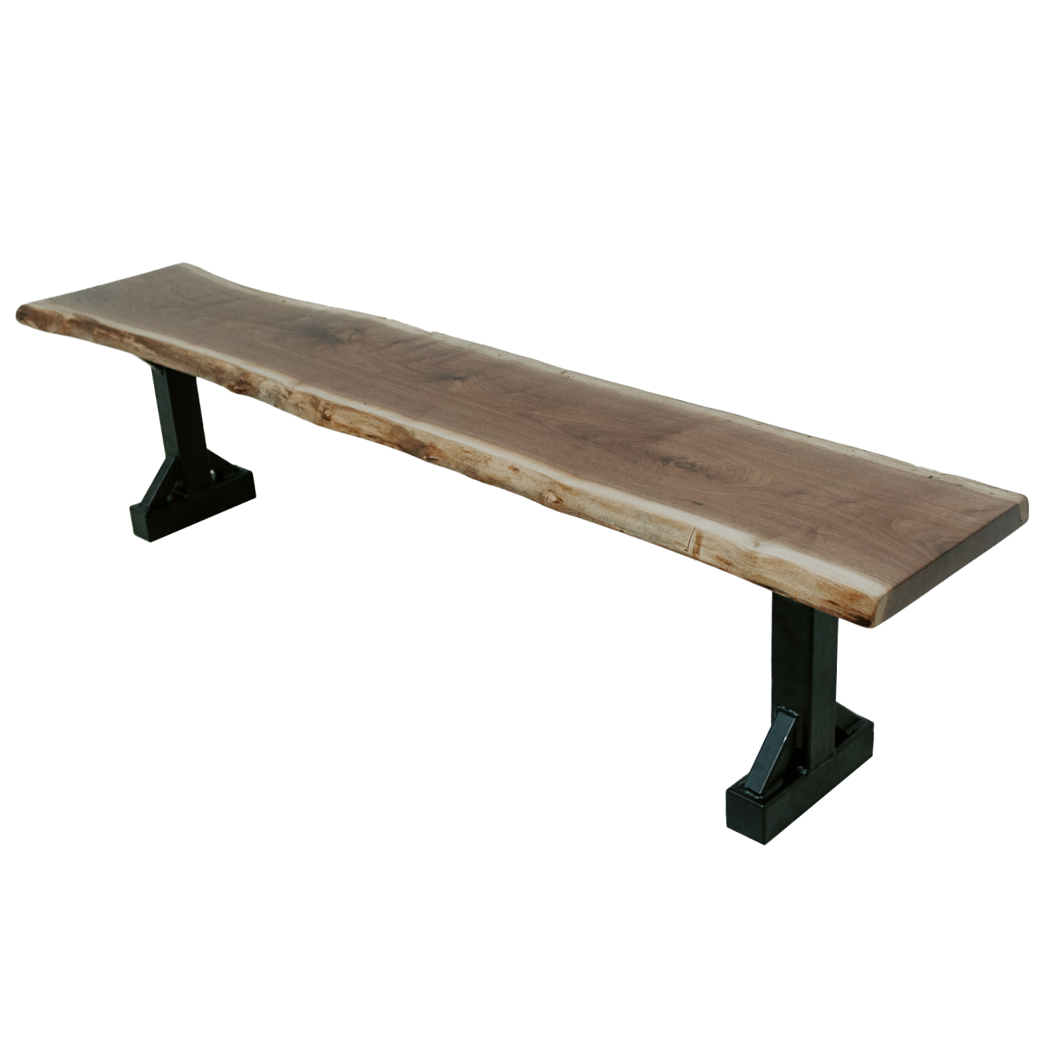 Farmhouse Industrial Walnut Bench Mountain Top Furniture